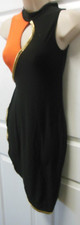 Black Orange Asymmetrical keyhole front dance costume SMALL ADULT LADIES 4-6