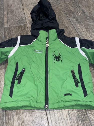 SPYDER Insulated Winter Coat Youth Small 3 Boys Girls Green Black Ski Snowboard - Picture 2 of 8