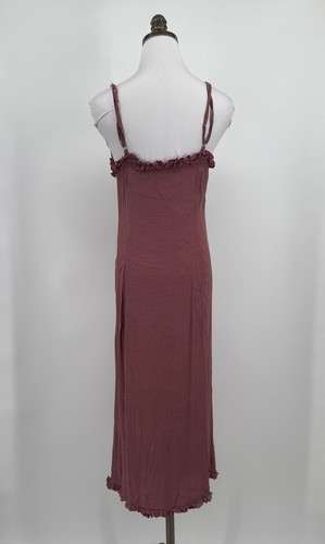 Rove Swimwear Mauve Dots Adjustable Straps Ruffle Midi Dress Sz M - Picture 4 of 9