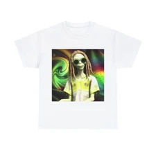 Alien T Shirt Psychedelic Space UFO Hippie Graphic Tee Extraterrestrial Rave