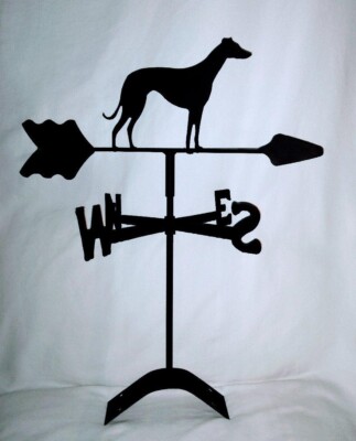 Greyhound roof mount weathervane black wrought iron look made in usa