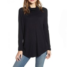 Caslon Women's Black Long Sleeve Cowl Neck Pullover Tunic Sweater Size XS