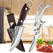 Handmade Forged Boning Knife For Outdoor Camping BBQ Meat Cleaver Poultry Shears