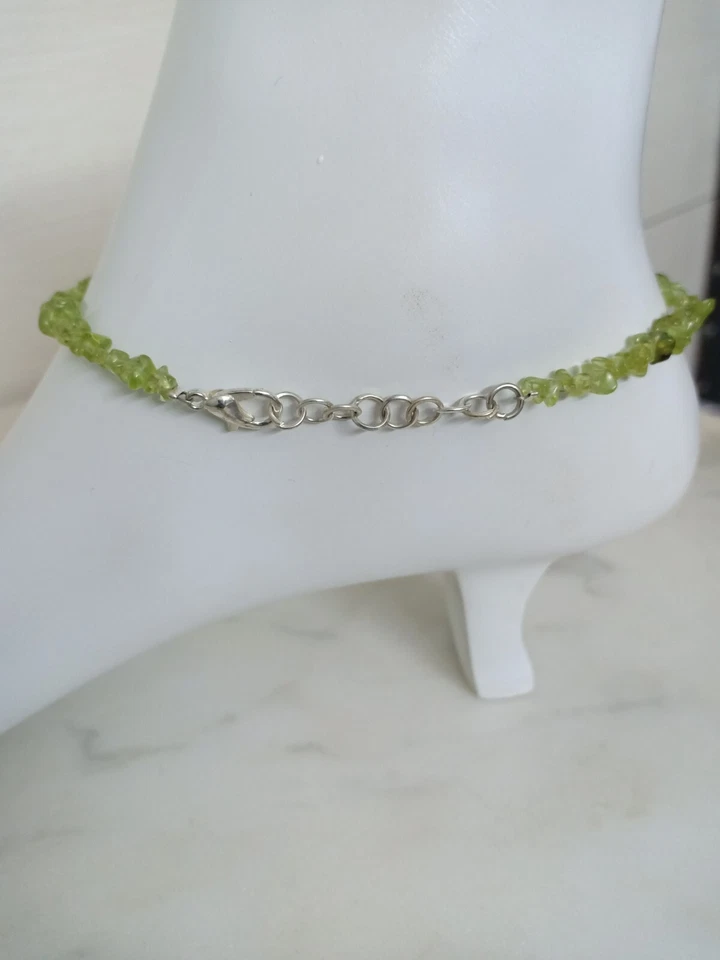 Natural Peridot Gemstone Chip Fashion Anklet for Women | Bohemian Anklet | - Image 3 of 4