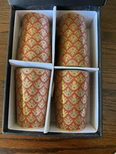 L'OBJET CANESTRELLI ORANGE 24K GOLD PLATED (4) FORTUNY TUMBLER MADE FRANCE NIB
