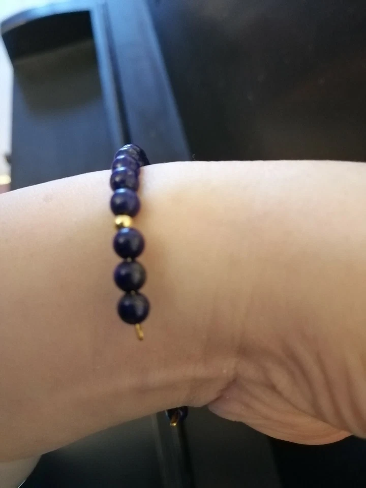 Crazy deal!!! Authentic solid 18 k gold and lapis bracelet!!! Lifetime guarantee - Image 4 of 4
