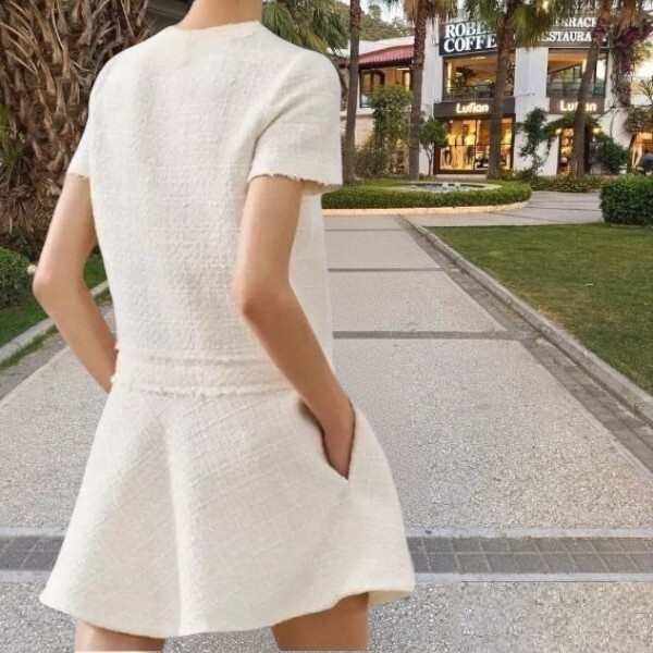 ❤️ ZARA ZW COLLECTION SS24 SHORT TWEED STRUCTURED ECRU
