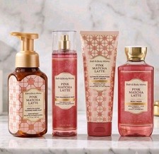 Bath Body Works Pink Matcha Latte 4-Piece Lot - Mist, Cream, Wash Soap - NEW