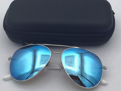 Luenx On My Way White Aviator Sunglasses 1503 60 17-135 Case Blue Lens T2