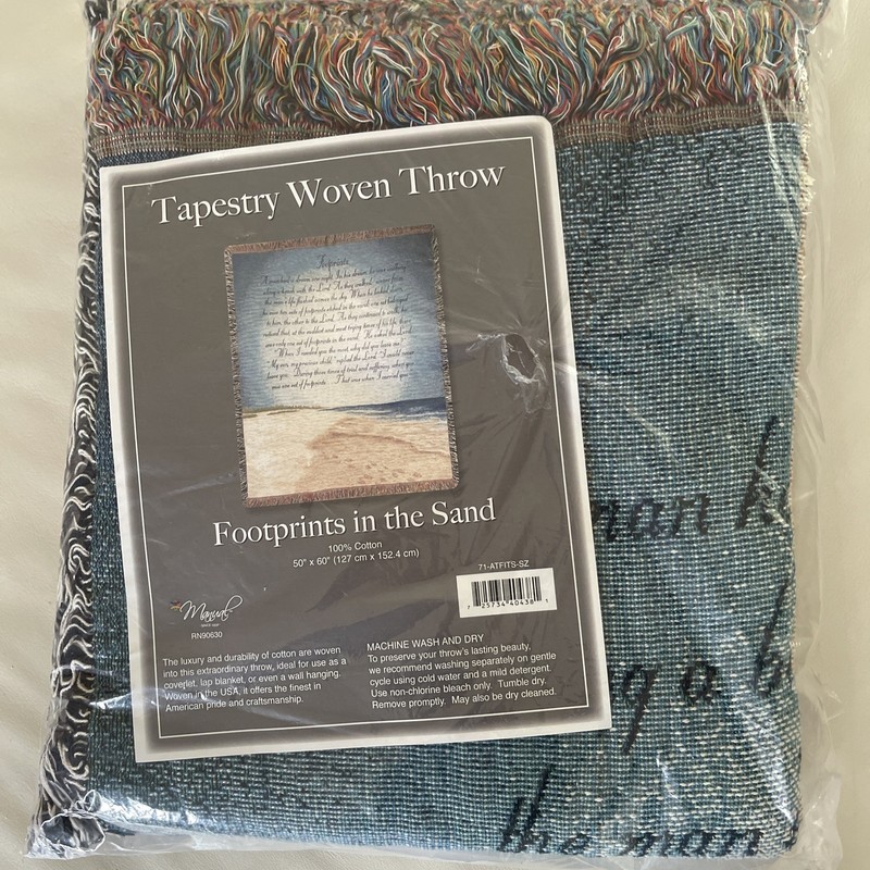 Footprints In The Sand Tapestry Throw 100% Cotton Machine Washable