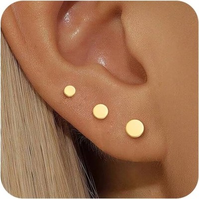 FUNEIA 3 Paar Ohrstecker Gold Set Damen 14K Vergoldet Wasserfeste Ohrringe 92...