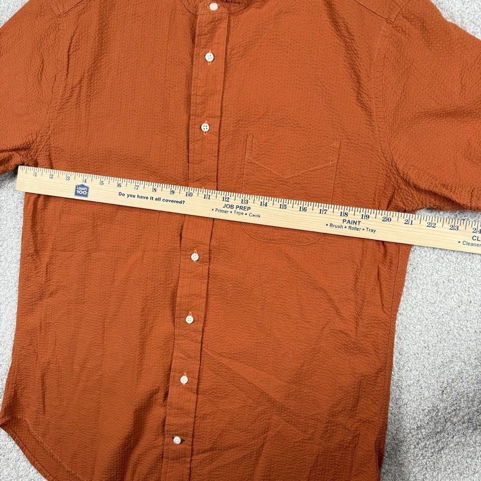 Gitman Bros Vintage Shirt Mens Large USA Made Band Collar Seersucker Orange - Image 4 of 4