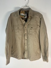 Mens Gioberti Canvas Shacket Size Medium Flannel Lined Pockets Snap Buttons NWT