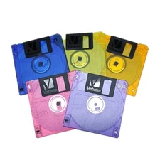 (4) Floppy Disks NEW COLOR VERBATIM 2HD  3.5" IBM Format 1.44 MB  WITH LABELS