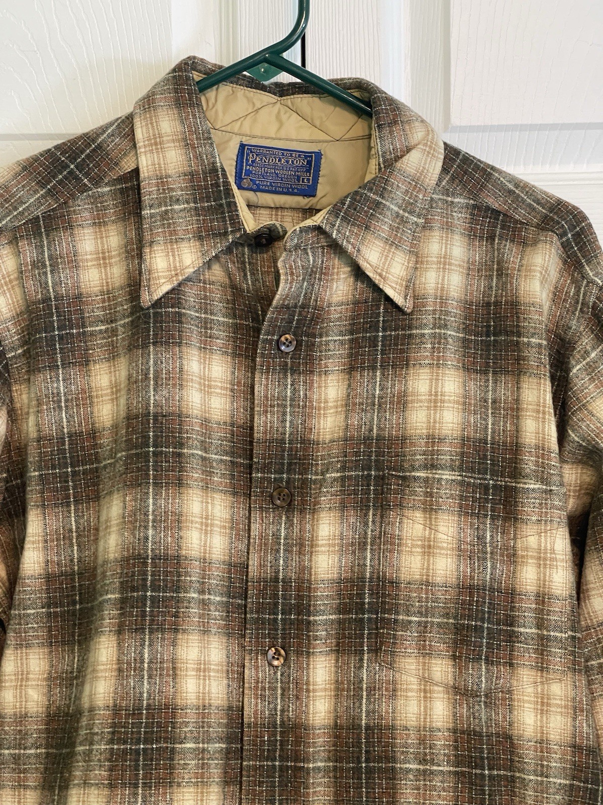 Mens Pendleton Brown  Shadow Plaid Button Down Wo… - image 2