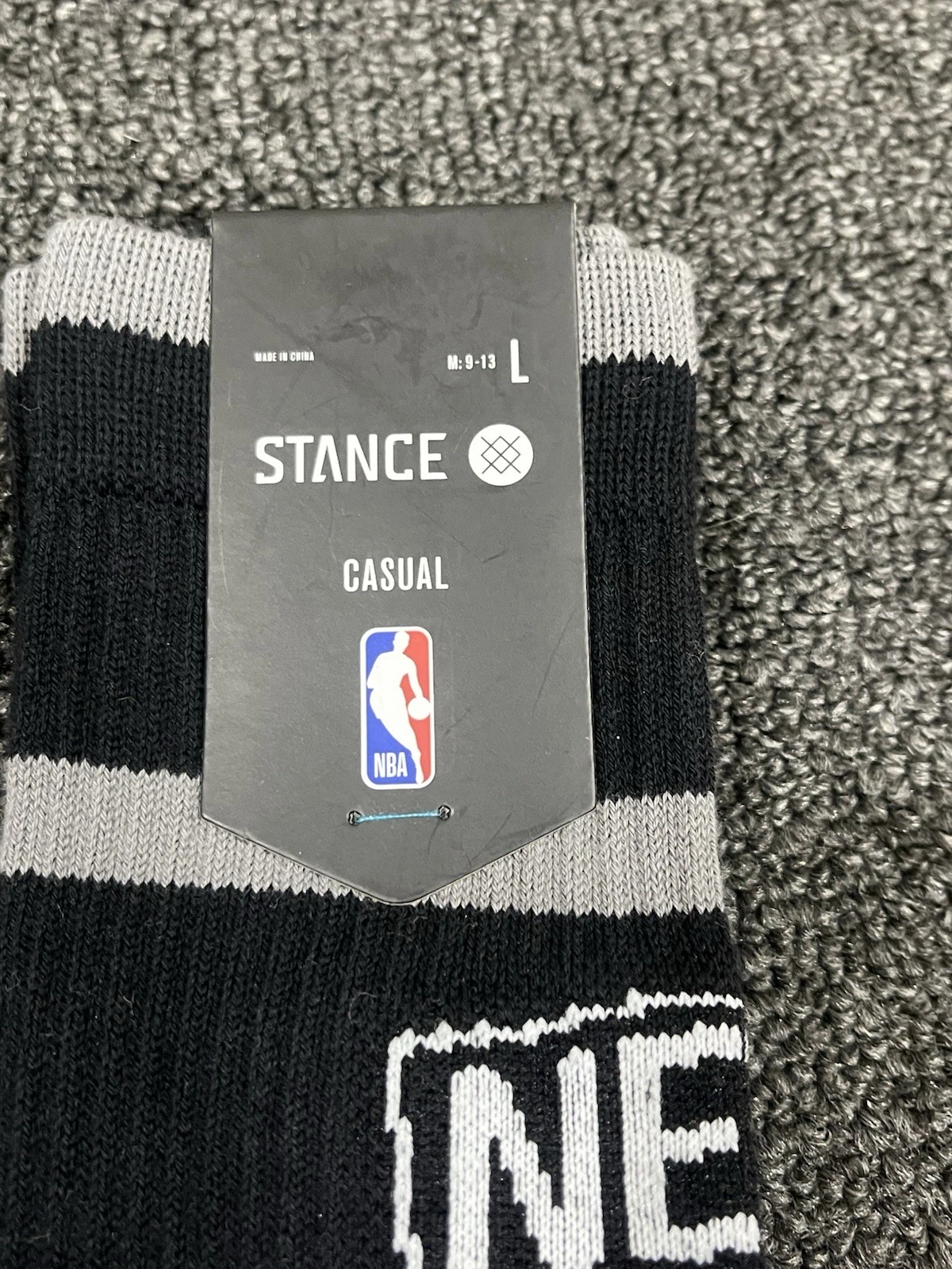 New! Stance Crew Socks NBA Brooklyn Nets Size Large Color Black