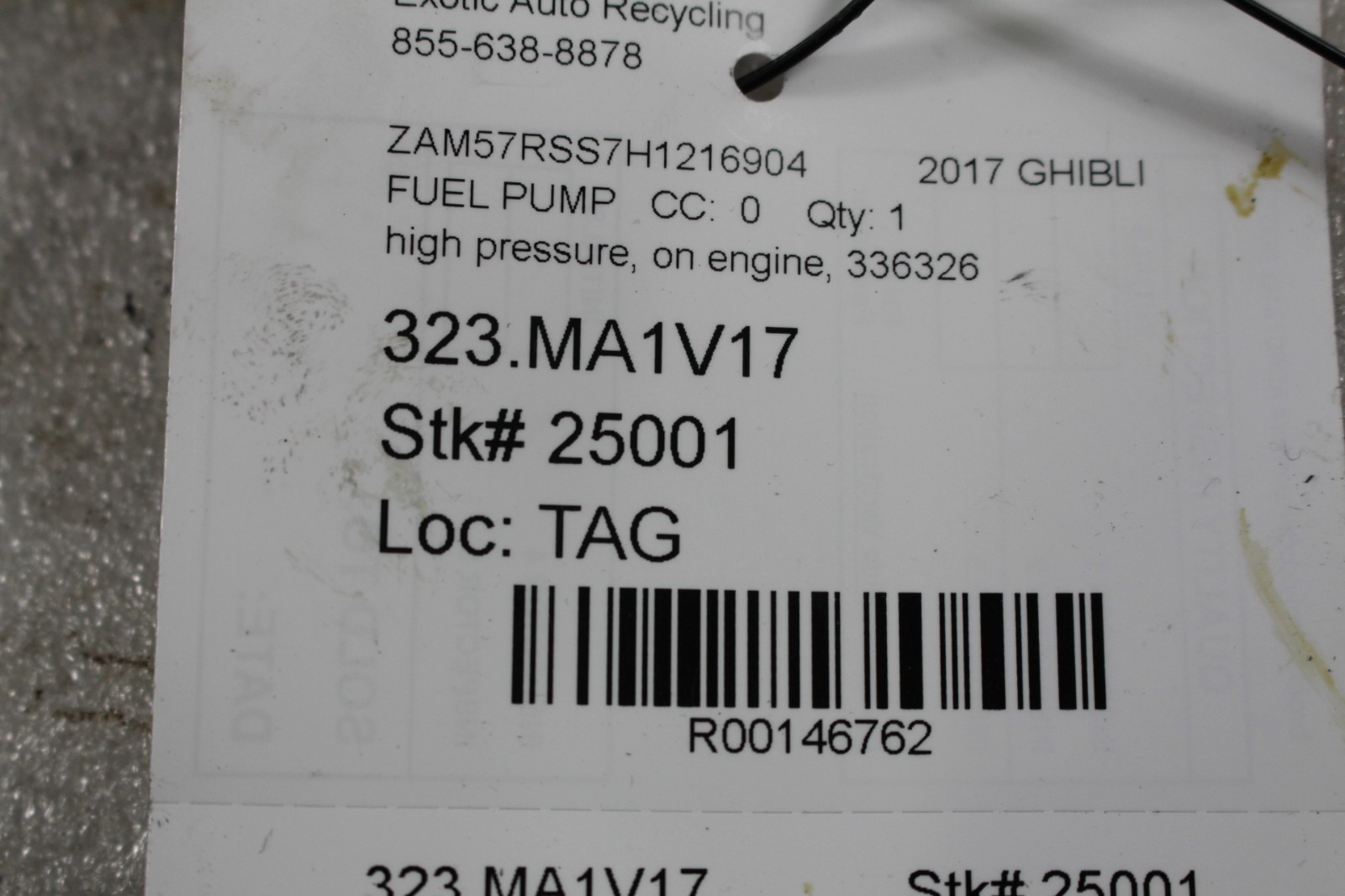 Maserati Ghibli, Quattroporte, High Pressure Fuel Pump, Used, P/N 336326