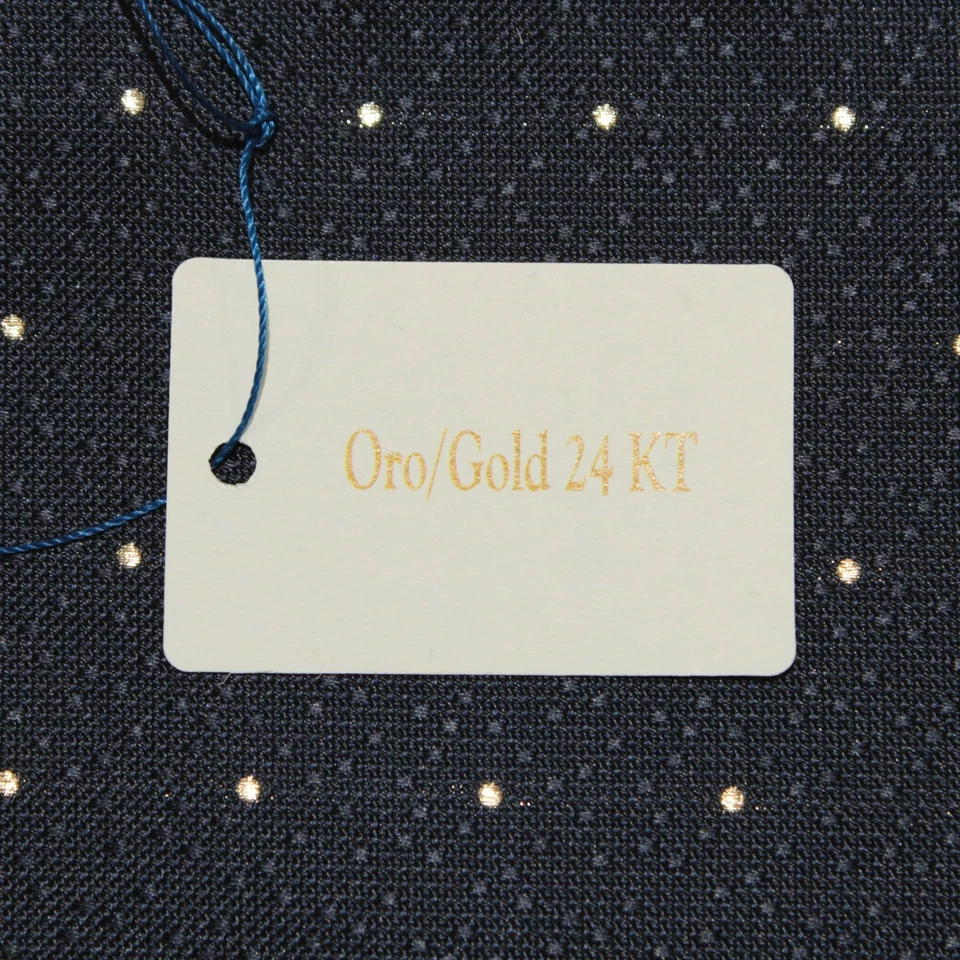 Italo Ferretti Novo com etiquetas bolso de face única quadrado azul marinho com lã/seda dourada 24 KT - Imagem 2 de 4