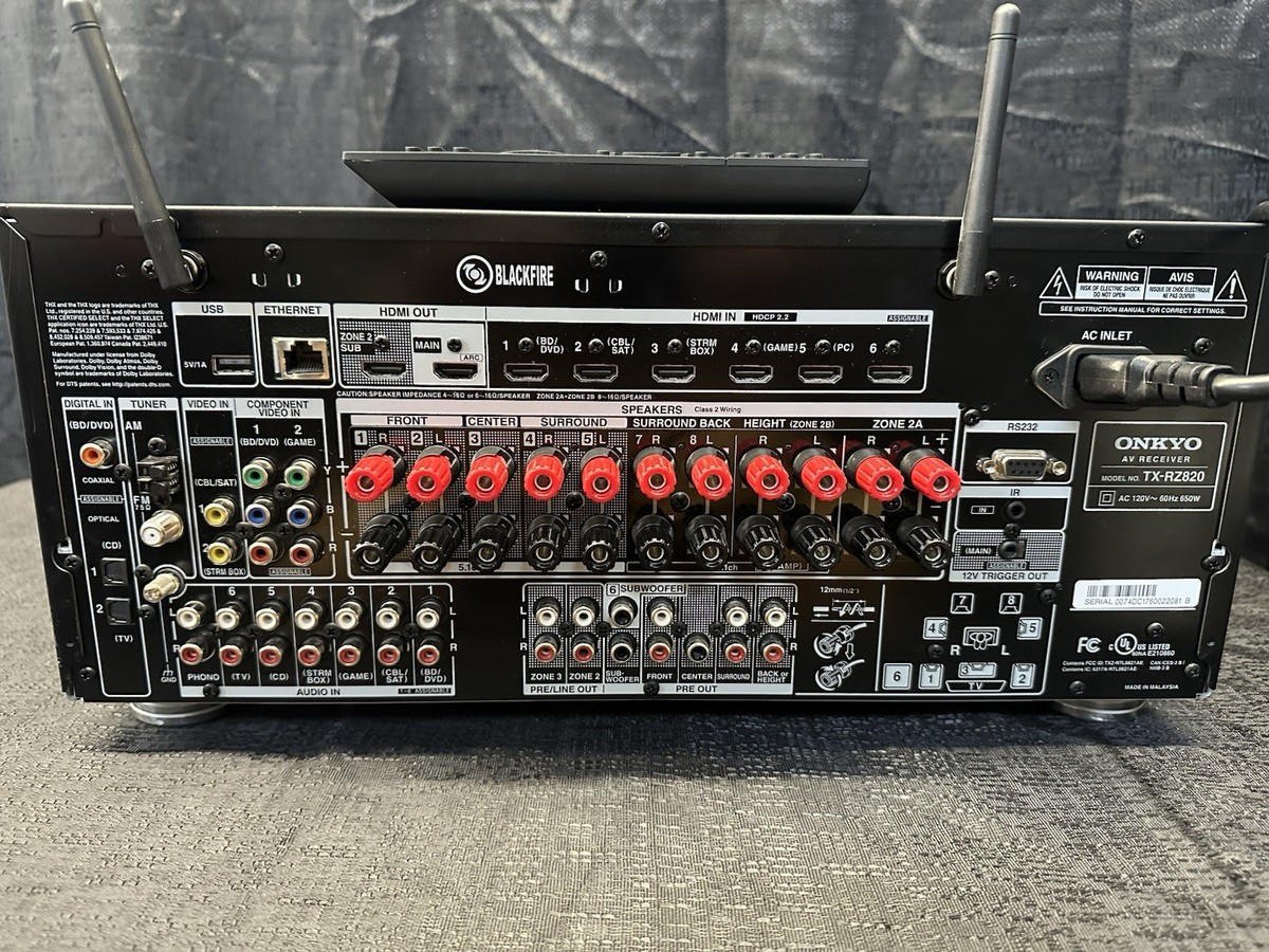 Onkyo TX-RZ820 7.2 Channel 4K Network A/V Receiver - Black for