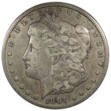 1891-CC Morgan Dollar VF+ VERY FINE Details Cleaned A3071