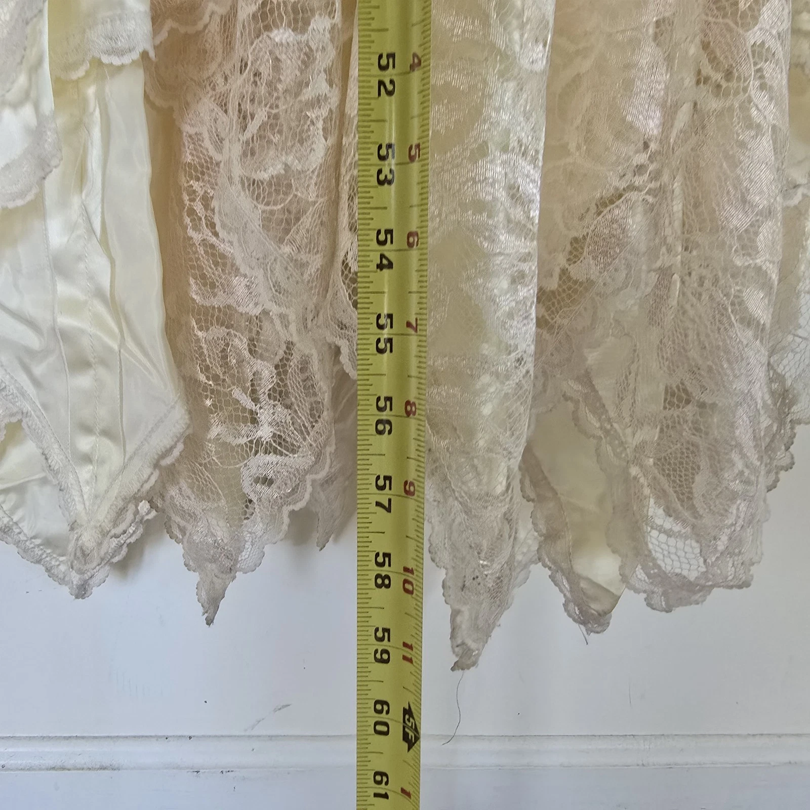 OFF WHITE Abito da sposa donna Loralie vintage ballo taglia 8 rosa bianco sporco raso pizzo