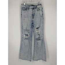 Risen Women Jeans 11 30 Distressed Wide Leg Y2K Boho Festival Country Western