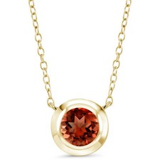 1.20 Ct Round Red Garnet 18K Yellow Gold Plated Silver Pendant With Chain