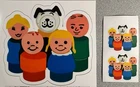 Vintage FISHER PRICE Little People Figure Replica STICKER Set 3  5 1/2" & 1 3/4"