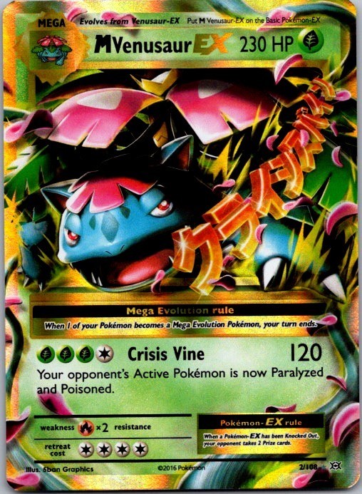 2016 POKEMON - MEGA VENUSAUR EX - XY EVOLUTIONS - 2/108- HOLOGRAM MINT⚠️