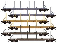 Micro-Trains MTL N-Scale Weathered 100-Ton Log Car Assorted Roads 6-Pack