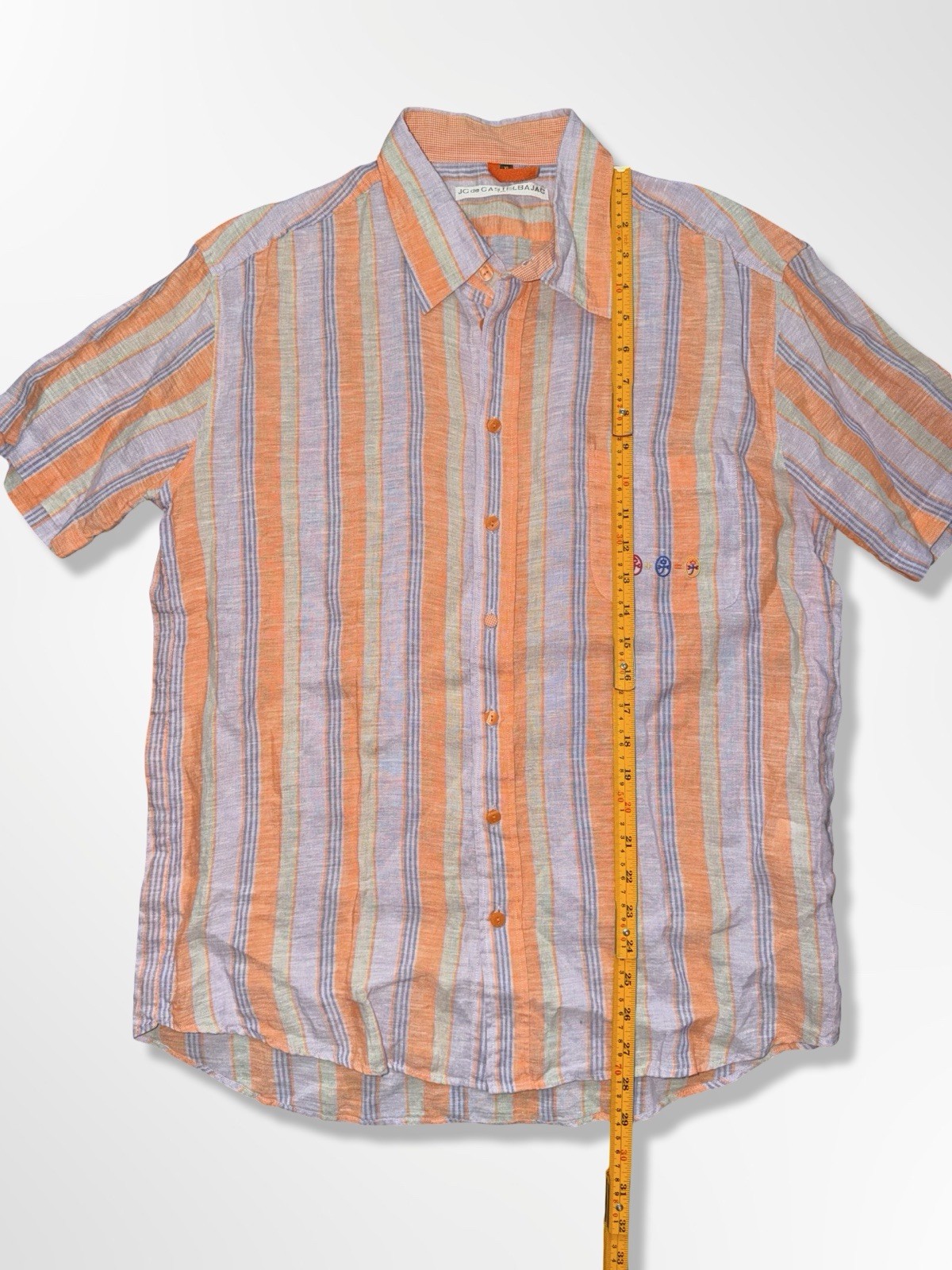JC de Castelbajac Linen Shirt Men’s XL Multicolor Striped Button Up Short Sleeve image 6