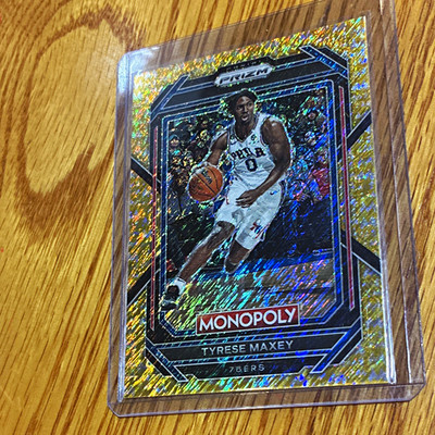 Panini 2022-23 Prizm Monopoly Tyrese Maxey Gold Money Shimmer #69 /500