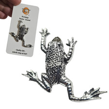 Frog Pin Badge Pewter Leaping Frog Amphibian Brooch Lapel Bag Coat Pin Jewellery