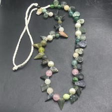 Unique Ancient Roman Style Old Jade Stone Different Shape Beads Strand Necklace