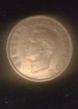 1947 New Zealand Half Crown Coin George VI Pre Decimal NZ Coin