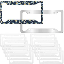 12 Pcs Sublimation License Plate Frame Blanks, Universal Metal Aluminum Licen...