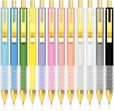 12 Pcs Smooth Writing Pens - 1.0mm Black Ink Ballpoint Pens with Super Soft Grip