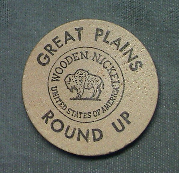 Vintage Great Plains Round Up Buffalo Wooden Nickel Token Show USA
