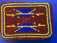 Indian Tribal Art Multi-Color Bead Covered Belt Buckle To Restore