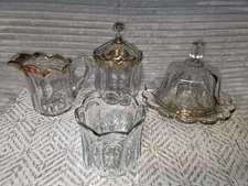 Vintage EAPG Colonis Complete Table set. US glass co. Kitchen set. Creamer/Sugar
