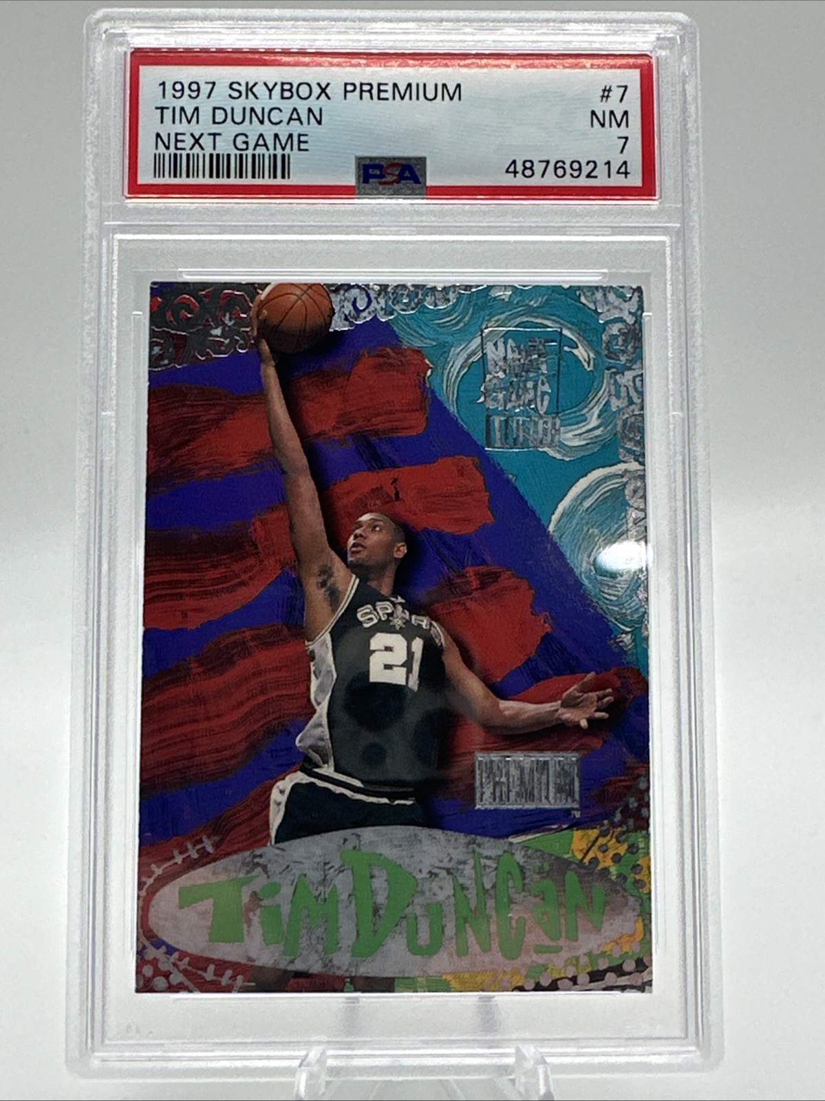 1997 Skybox Premium Tim Duncan Next Game Rookie PSA 7 Spurs RC