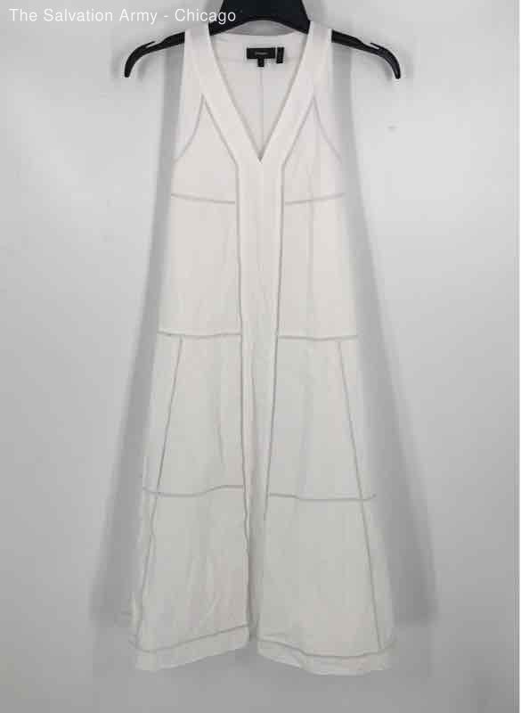 Theory Womens White Regular Fit Sleeveless V-Neck Midi A-Line Dress Size 0