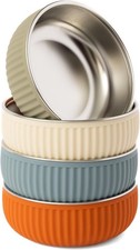   Non-Toxic Stainless Steel Child Bowl 5  with Non-Slip Grooved Silicone Shell,