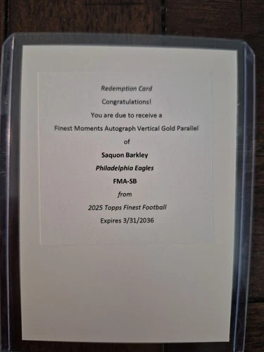 Saquon Barkley 2025 Topps Finest Moments Backwards Hurdle Auto True Gold /50