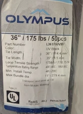 UV /Black/ Zip Ties/Olympus/ L36175UV50/ 36IN./ 175 lbs. /50 pcs