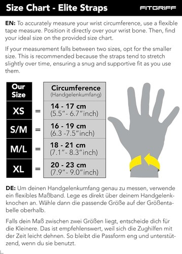FITGRIFF FG032S-ML Elite Weightlifting Wrist Straps w/Rubber Grips Sz M/L Black - 第 4/5 張圖片