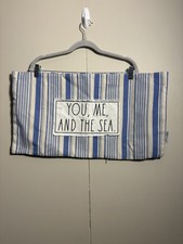 Rae Dunn You Me and The Sea Pillow Cover 13x23.5 Blue Stripe Coastal Farmhouse