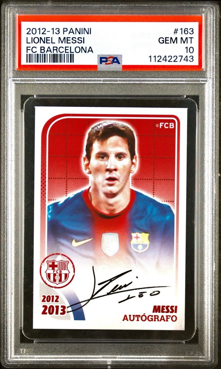 LIONEL MESSI FC Barcelona 2012-13 Autografo PSA 10 Panini Stickers