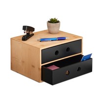 Schreibtisch Organizer Bambus Schreibtischablage Schreibtischbutler 2 Schubladen