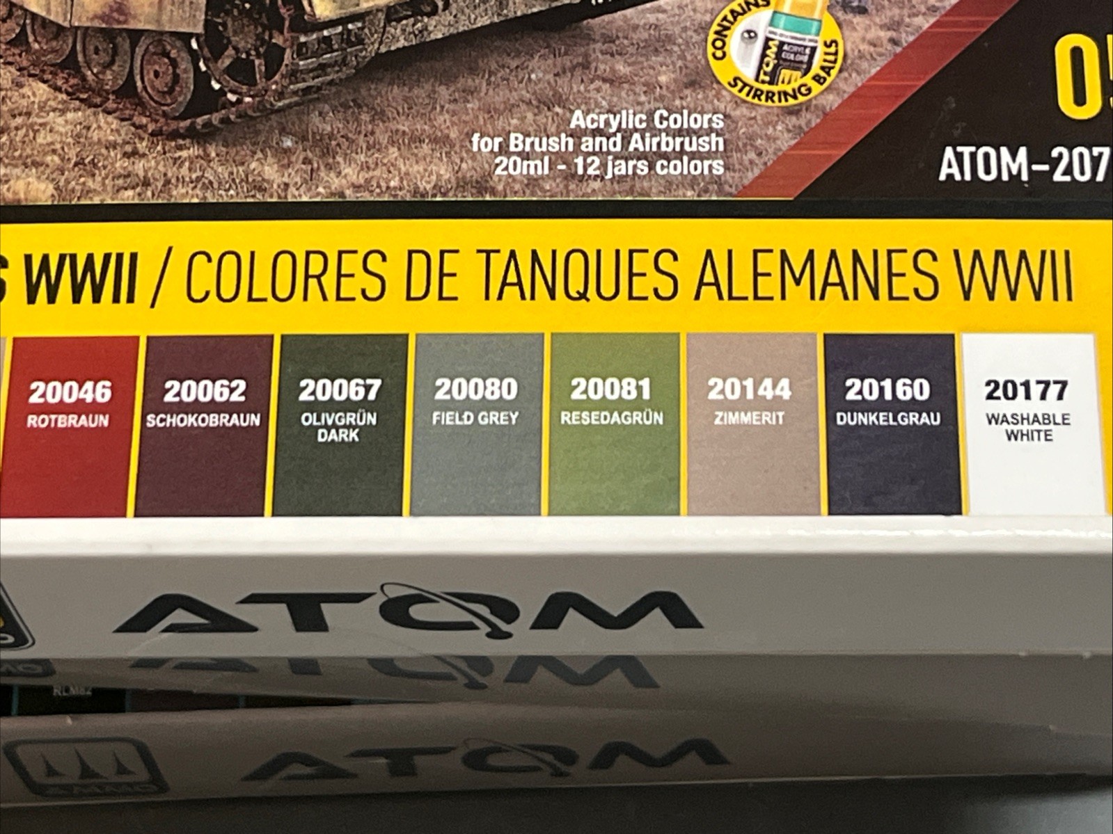 Mig Ammo #20704 ATOM Paint Set - German Tank Colors WW2 (12 Colors)
